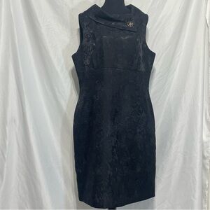 Tahari Dress Black cocktail brocade formal jacquard Arthur Levine. Size 16.